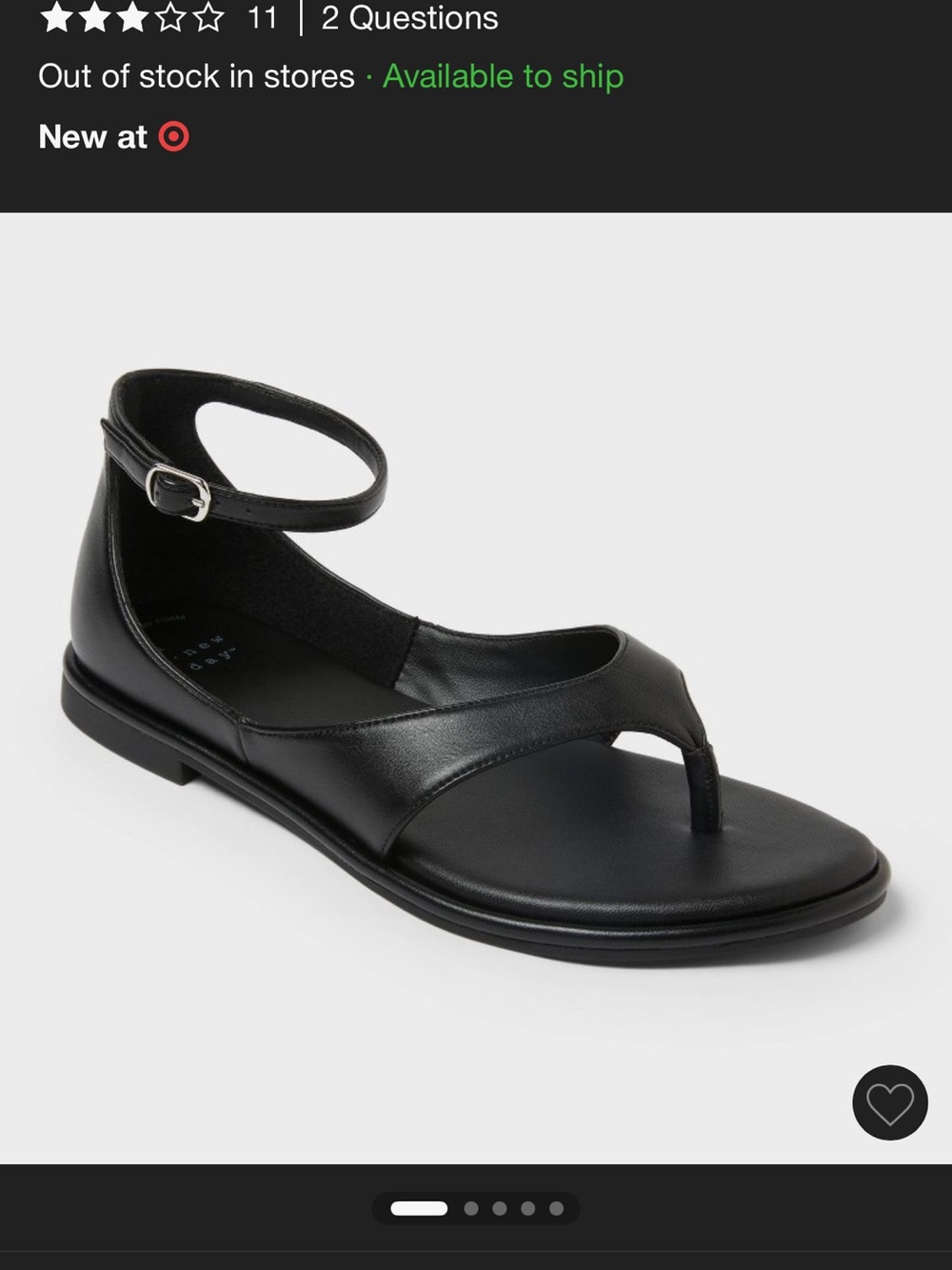 Target Black Ankle-Strap Thong Sandals with Buckle